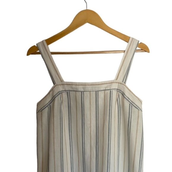 NWT Madewell Linen-Cotton Princess-Seamed Midi Dress in Stripe Medium - Picture 5 of 7